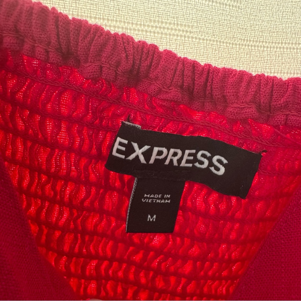Express Hot Pink Smocked Tie-Strap Peplum Cami – Medium - Picture 7 of 8
